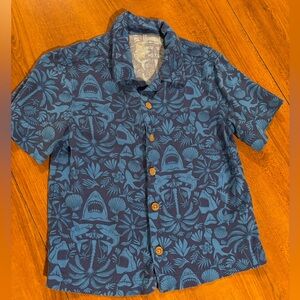 Boys Shark Pattern Button Down Shirt